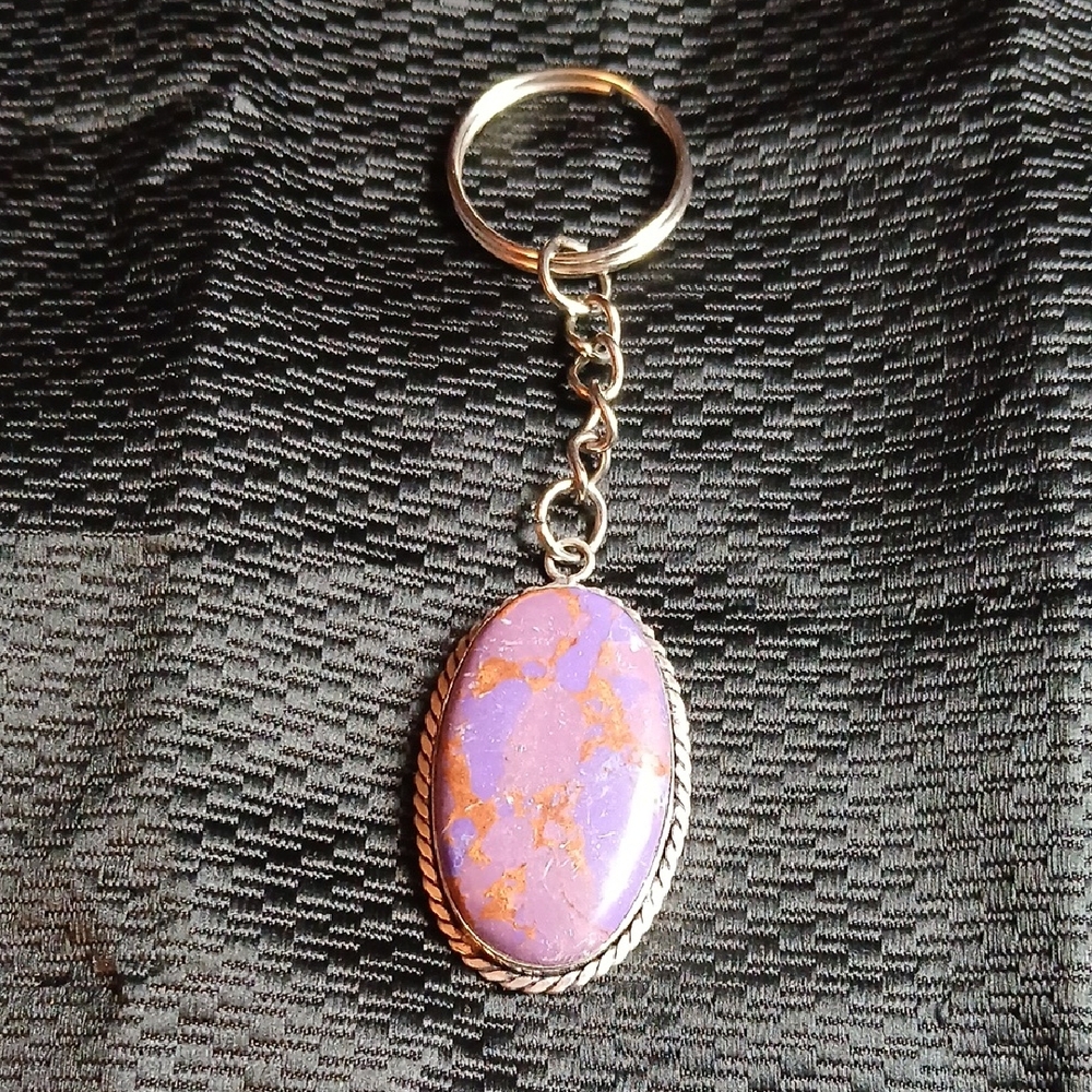 Purple Turquoise Semi-Precious Gemstone Keychain